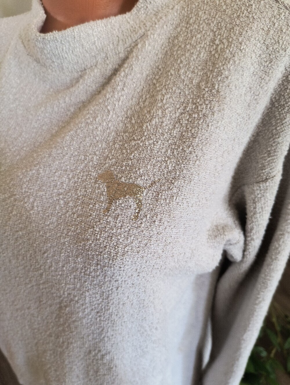 Victoria's Secret PINK Sweatshirt Beige Textured Cozy Pullover Oversized Size XS - Picture 6 of 8